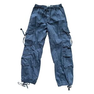 Abercrombie & Fitch Mens S Blue Garment Dyed Cargo Pants Elastic Waist Y2K